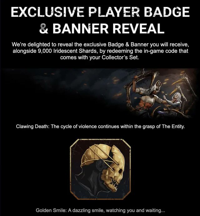 JuggletYT's tweet photo. Doing a Dead by Daylight giveaway for the below, an exclusive banner and badge combo for the DBD collectors box. (It is quite rare) imagine how cool you'll look...

To enter follow me on X, repost/like this tweet and I will do a draw in the next few days. 
#dbdcreator #giveaway https://t.co/ndiTGJaRBV