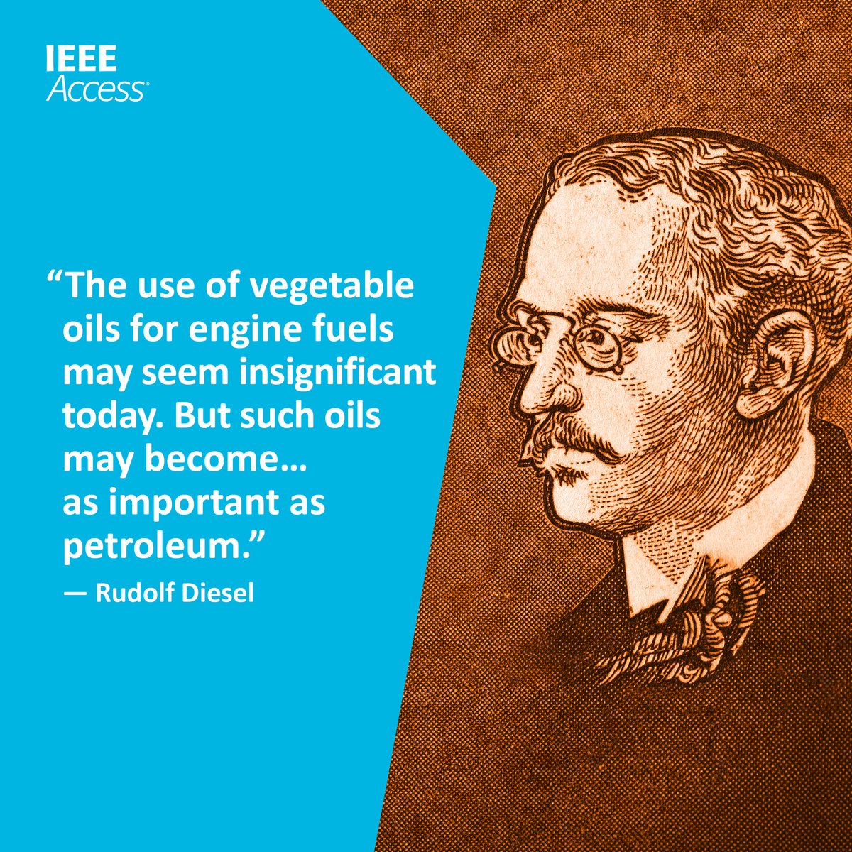 IEEEAccess's tweet photo. More than a century later, Diesel’s words remind us that engineering is not only about solving the problems of today. It is about recognizing possibilities that others may overlook.

Foresight, curiosity, and courage to challenge convention remain among our most powerful tools. https://t.co/kEHx4KD7dn