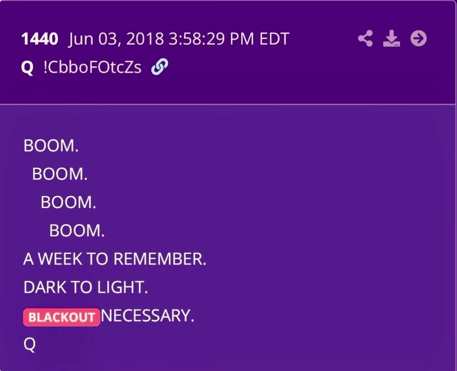 BallAnneka's tweet photo. 🟪🟪🟪

10:00 EDT
U.S. MARINES:

“Under the cover of darkness…”

Drop 88:

𝗧𝗘𝗡 𝗗𝗔𝗬𝗦
ᴅᴀʀᴋɴᴇꜱꜱ

POTUS:

“storm coming…”
▫️ https://t.co/HqdjMtmCTL