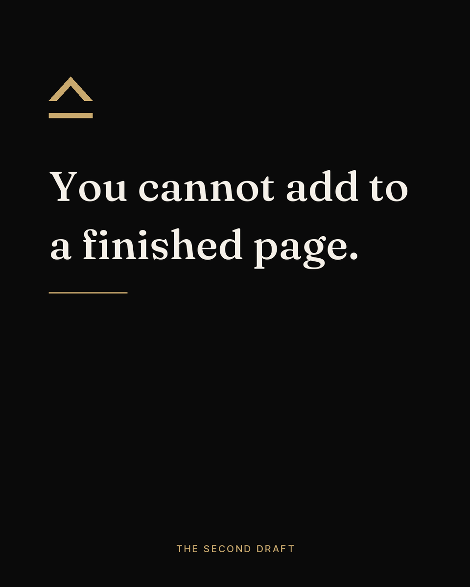MoNaboulsi's tweet photo. You cannot add to a finished page.

One version treats the first reaction as final. The other leaves a margin and revises.

The mark that means “add” only exists while the draft is still open. Most people close the page at the moment it most needs to stay open. https://t.co/163fOyl7z1