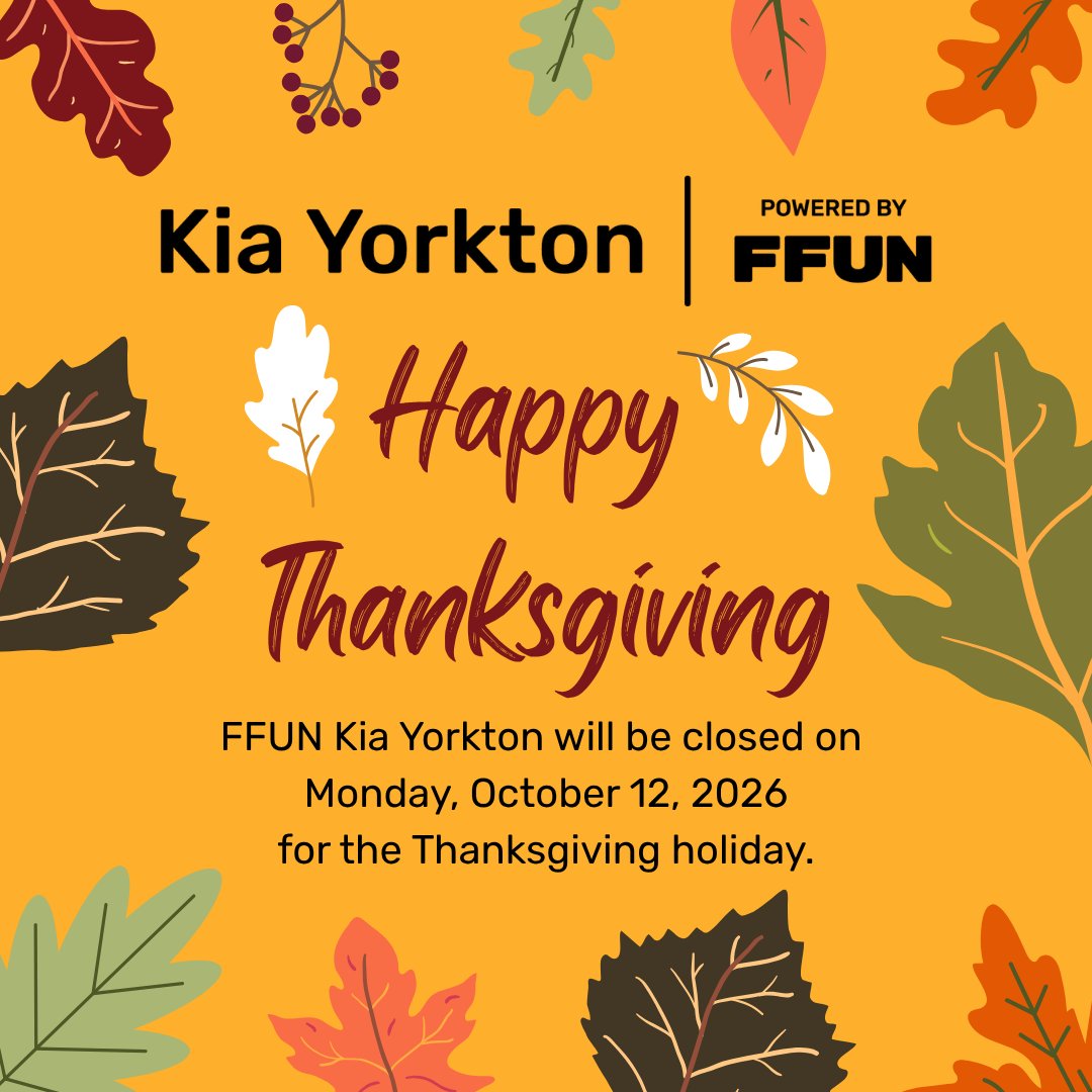 ffunkiayorkton's tweet photo. ππ¦ Happy Thanksgiving from all of us at FFUN Kia Yorkton! We hope you enjoy a wonderful weekend filled with family, friends, and gratitude. π§‘ We will be closed on Monday, October 12, 2026, for the holiday. πβ¨
#FFUNKiaYorkton #Thanksgiving #Yorkton #Sask ππ¦π https://t.co/MECTHMf4u0