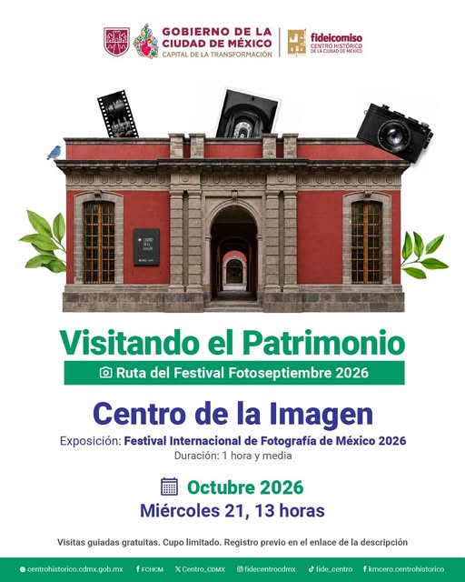 Centro_CDMX's tweet photo. #VisitandoElPatrimonio te invita a conocer la exposición Festival Internacional de Fotografía de México 2026 en el @cimagen como parte de la Ruta del Festival Fotoseptiembre 2026. ✨📸
🤳Miércoles 21/09, 13 horas: https://t.co/CSAyxzaAr0 https://t.co/wPMdc6Qo3Y