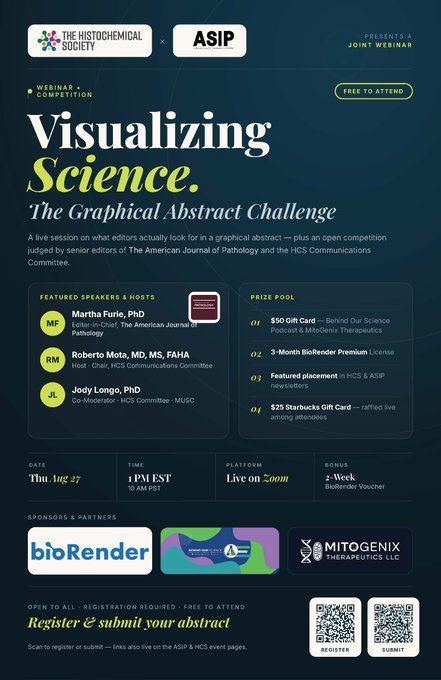 histochemnews's tweet photo. 🚨 Today is your last day to enter the Graphical Abstract Challenge!  

Create an original graphical abstract for a previously published, peer-reviewed paper and show how effectively you can communicate its central finding.    

🏆  Prizes include a 3-month BioRender Premium license, $50 gift card & featured placement in HCS & @ASIPath newsletters.    

📅  Deadline: TODAY, Oct. 9th    

View the rules & submit your entry: https://t.co/NZEKYchaEu