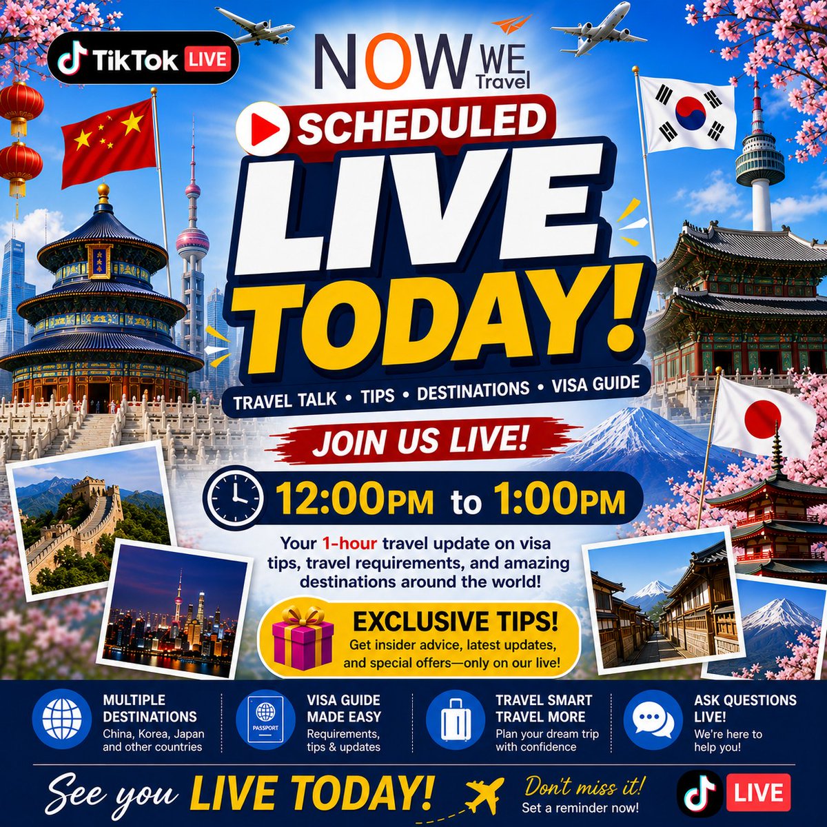 VanessaGV94's tweet photo. WE’RE LIVE TODAY! Planning your next getaway? Join us to talk tour packages, destinations, visa processing, and travel deals. Share your dream destination in the comments or send us a message. Tara, plan your next trip with Nowwe Travel! https://t.co/dPDzVqOTYm