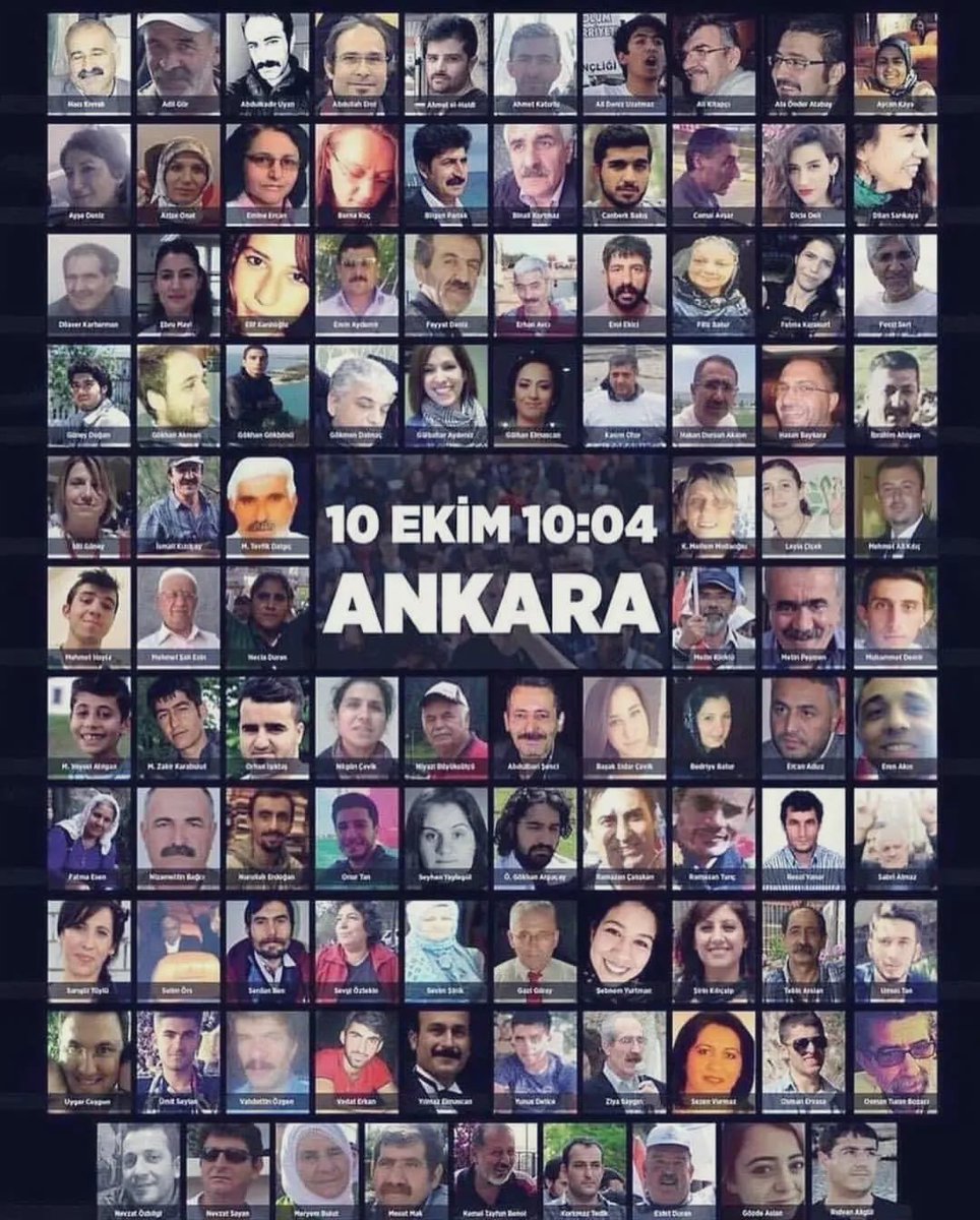 dayanismx's tweet photo. 10 Ekim Barış Derneği Eş Sözcüsü ve patlamanın yaralı kurtulanlarından biri İshak Kocabıyık’ın o günü anlatırken söyledikleri bugün hala geçerlidir:

“Arkadaşlarım öldü, yaralananlar ise uzuvlarını kaybetti. Ben kulaklarımdan sağır kaldım. Dolayısıyla dokuz yıldır sadece o katliamın gerçek sorumlularının ortaya çıkması için mücadele ediyoruz. 104 arkadaşımızı kaybettik, hayatımızda büyük bir boşluk oluştu. Bu ülkede barışın ve adaletin tesis edilmesi için mücadelemize devam ediyoruz.”