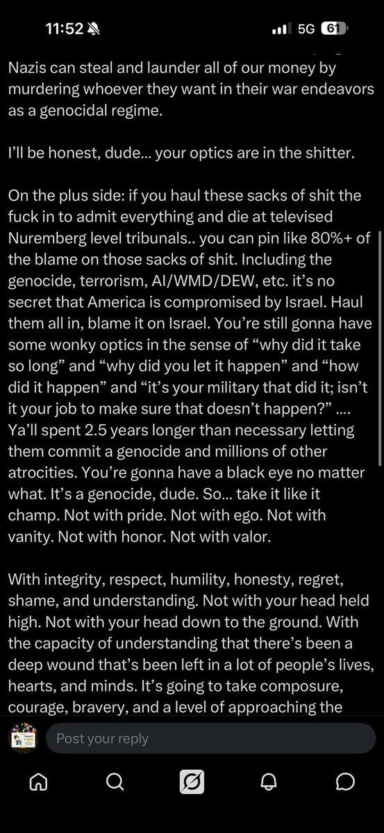 Mitchhauntsyou's tweet photo. Plus…. The other way that I’m kind of looking at this?

Ya’ll are acting like televised tribunals/executions for these people is the rock bottom of America.

I’d argue that our rock bottom was allowing child raping Nazis to commit a live-streamed genocide for 3+ years….. :/ :( https://t.co/yl3LkwNa0T