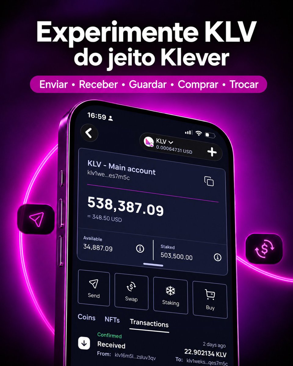 Klever_BR's tweet photo. Gerencie KLV com a segurança que você espera de uma carteira autocustodial.

Controle total sem comprometer a experiência. 💜 https://t.co/Cs7qUX7Eld