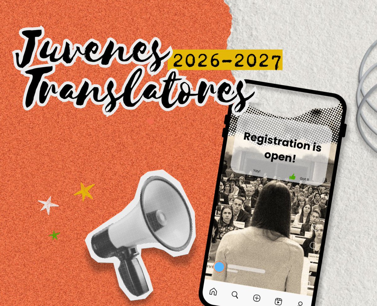 EuropedirectU's tweet photo. πβοΈ Juvenes Translatores 2026: giovani traduttori europei cercasi!
β° Le iscrizioni sono aperte fino al 12 ottobre 2026.
#JuvenesTranslatores #Traduzione #Lingue #Multilinguismo #Studenti #Scuola #ErasmusPlus #Erasmus40 #UnioneEuropea #EuropeDirect https://t.co/MGByadoY91