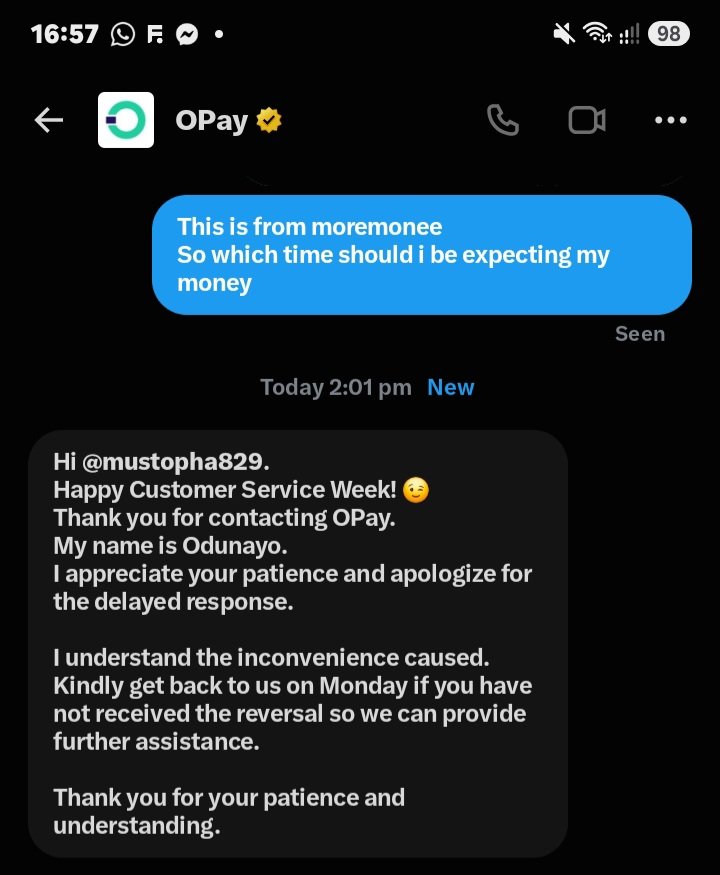 mustopha829's tweet photo. I've been trying to resolve a failed transaction of ₦48,330 sent to my @OPay_NG acct since last Friday. Opay promised that the money would be refunded to me latest today but they told me to wait till monday pls help me in this ugly situation 😔 😭🙏
@EthosReviews @fccpcnigeria https://t.co/Jd48ffPAGh