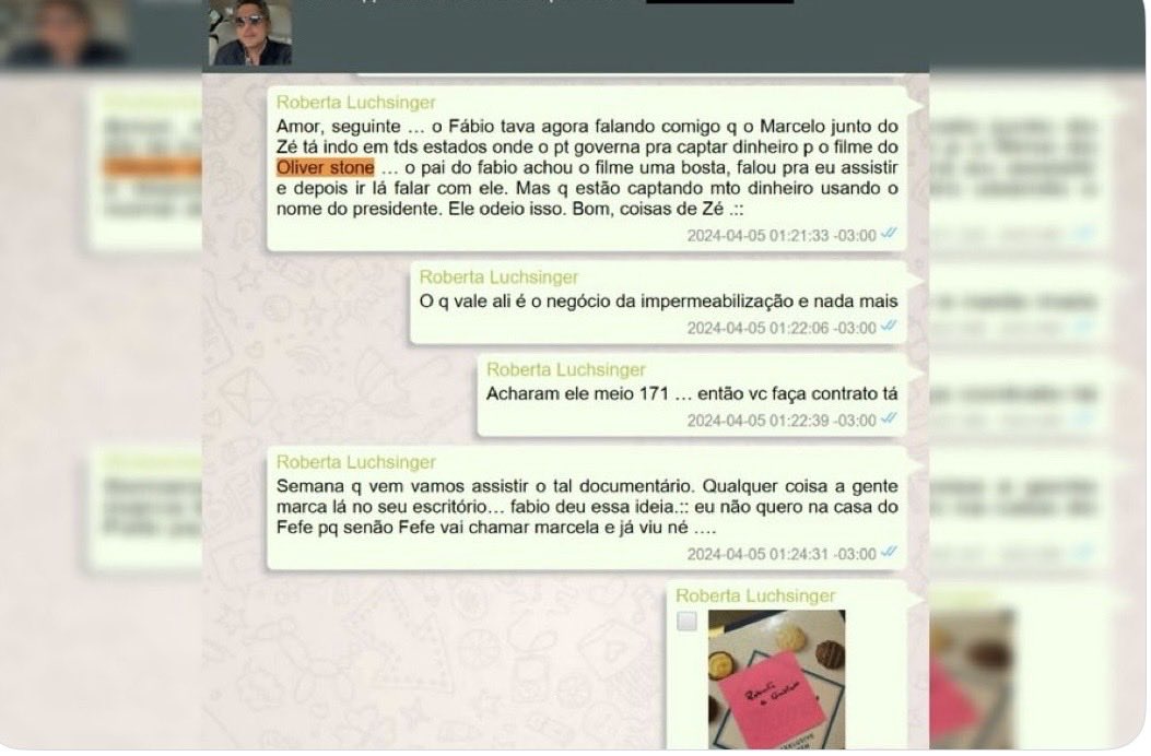 iane_menezes's tweet photo. Roberta Luchsinger, abril de 2024: Lulinha contou que Marcelo e o Zé estão em todos os estados do PT captando dinheiro pro filme do Oliver Stone. Lula achou o filme uma bosta e odeia que usem o nome dele. "Bom, coisas de Zé."

Pode fazer, mas tem que esconder o nome de Lula! Modus operandi de Lula!

O DO LULA FOI POR FORA $