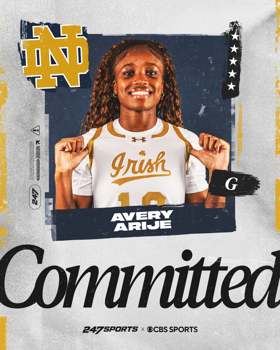 DushawnLondon1's tweet photo. NEWS: Avery Arije, a five-star guard in the class of 2027, has committed to Notre Dame, she tells @247Sports https://t.co/hn8zyE5zLP