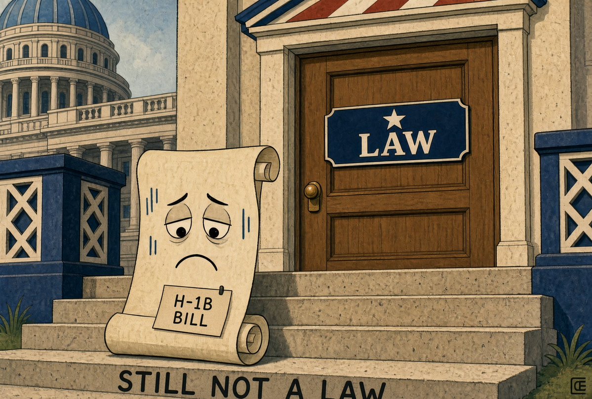 ChiefEngineerCE's tweet photo. Only one branch has touched H-1B.

The executive branch. The other two have sat on their asses with no intention of doing anything against their lobbyists.

Trump's people put a six-figure fee on new petitions. They opened fraud cases. They walked into empty offices that were supposed to hold hundreds of visa workers. Yesterday they froze PERM for Microsoft, Adobe, Cognizant, Infosys, Tata, Wipro, HCL, and Capgemini. No new green-card filings. No pending ones either. Vance stood up and said no company abused the system more than Microsoft. Fines, suspensions, investigations. That is action. 

It is also not a statute.

A blue house can pull their funding.
An executive order depends on who the POTUS is.

Congress has held hearings. Congress has written bills. Congress has put names on press releases. A bill is not a law. Schoolhouse Rock laid that out in a song most of us can still hum. The scroll does not become law because a senator is angry on television. It becomes law when both chambers pass the same text and it gets signed. That has not happened. The cap is still the cap. The body-shop model is still legal until someone rewrites it. They have not rewritten it.

The courts do not write the visa statute either. They can block a fee, slow a rule, or send a case back. They cannot decide that American graduates get the seat. That decision sits with the people who will not take the vote.

So when someone tells you the Senate is "working on H-1B," ask for the public law number. If they do not have one, they have a draft and a donor lunch while assuring their Chamber of Commerce and ITServe Alliance lobby its all talk and no action.

The executive branch moved because the legislative branch would not. Temporary rules can be undone by the next administration. A statute is harder to wipe. They know that. 

That is why the bill stays a bill.
