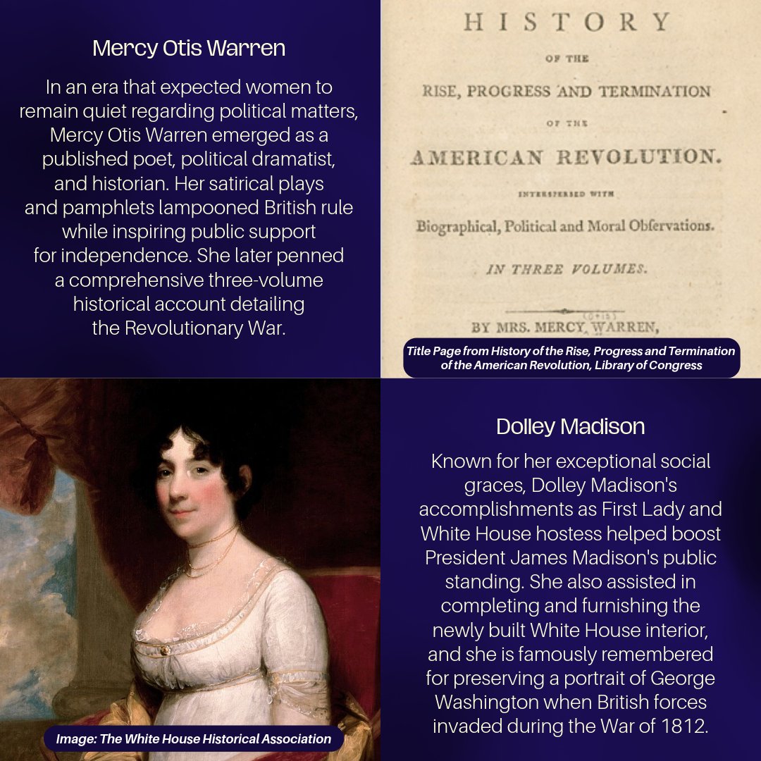 USNatArchives's tweet photo. A couple of months ago, we highlighted some of our nation’s lesser-known Founding Fathers. Today, we’re sharing the stories of some Founding Ladies—women whose boldness and vision helped shape America.
#America250 https://t.co/GzDN3kpicK