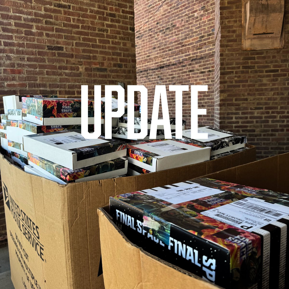 FinalSpace's tweet photo. Hey Team Squad,

I have a bunch of updates.

We’re making solid progress in Canada, the UK, and Ireland, with about 200 books out in each of those countries. In total got out around 700 from Nashville, that includes a bunch of re-ships.

The Ireland re-ships through UPS went really well. We watched about 300 orders make it into the country. That said, I still don’t fully trust UPS. Dealing with them has been a constant headache. I’ve seen every genre of tracking data, from comedy to horror to pure suspense.

We’ve closed out 36 countries, including all of Central America, Mexico, Argentina, and many more. (Honestly, I have no idea how some of them were even able to watch the show.)

Something new: closing countries in the store
Starting now, every time we close out a country, the book will no longer be available to order there. It’s been on sale for over three years, and the main reason for this change is simple: I want the number of remaining orders to keep getting smaller. So if your country isn’t on the closed list yet, order now before it closes.

I want to wrap this project up. That’s my sole driving force. All the countries listed below are now closed for NOVELS on the site:

Mexico, Argentina, Indonesia, Israel, Colombia, Chile, Kenya, Croatia, Kazakhstan, Dominican Republic, Costa Rica, Ecuador, Georgia, Jordan, Kuwait, Guatemala, Bosnia & Herzegovina, Uzbekistan, Armenia, Paraguay, Moldova, Bahrain, Côte d’Ivoire, Namibia, Maldives, Barbados, Bermuda, Trinidad & Tobago, Liechtenstein, Gibraltar, Aruba, Tajikistan, Brunei, Réunion, Faroe Islands, Falkland Islands

Coming next week

Another 34 countries will start closing next week, including China, Finland, Iceland, Japan, South Africa, Romania, and more.

Once that’s done, only 23 countries will remain. That includes the big five: Canada, the UK, Australia, Germany, and France. The show was REALLY popular in those countries, so there are simply many more orders to get through.

We’re attacking it from every angle possible.

This has been by far the most difficult project I’ve ever taken on, and I’ve learned a ton. My in-laws have come up to help, and my dad has been packing books. It’s all hands on deck.

We’ve now shipped over 48,000 books, which is over 26 million printed pages. More than 10,000 of those went out from Nashville alone. If I hadn’t worked out the loophole deal with the Macmillan team, we’d probably be somewhere around 15,000. Warner set this up for me to fail. They did not want it to succeed.

I wouldn’t be me if I didn’t share the bad along with the good.

Shopify has put a hold on my sales again. Yes, again. 
When I launched the pre-order back in 2023, they held my funds for an entire year because they didn’t allow pre-orders at the time. (They do now. That’s also why I don’t use PayPal Business anymore, since they don’t support pre-orders either. They canceled my account.) 
Now Shopify has placed another percentage hold on sales for another 120 days because they say I’m not shipping fast enough. It just means were in Act 3 of a great story, the dark night of the soul part and that the end is close....

Macmillan has also hit their busy season, so Final Space isn’t at the top of their priority list right now. Big authors are releasing books left and right, so as we plan which books to send out through Macmillan, things have slowed down a bit, for understandable reasons. (Raises fist like angry old man) Curse those successful authors with actual publishing deals.

This is still VERY much a priority for me, I’m still fighting, every single day. It feels like fighting a massive monster in the dark. Every swipe takes a chunk out of it making him smaller and smaller. On the other side is the light of the tunnel. 

The crazy part is that after the third Warner merger, I don’t think anyone involved in the original Final Space deal is even there anymore. So maybe it’s time to get a little creative and say screw the deal I'm going to do what I need to do to finish this.

Thank you. Those of you who have sent me words of encouragement throughout all this, I’m telling you it means so much.

I’ll say it until the end of time: thank you for your patience.

On October weekend of 17th and 18th, I’ll be in France for a pretty cool festival and then I’ll be right back. Here’s the website: https://t.co/1cgGWvTn6A