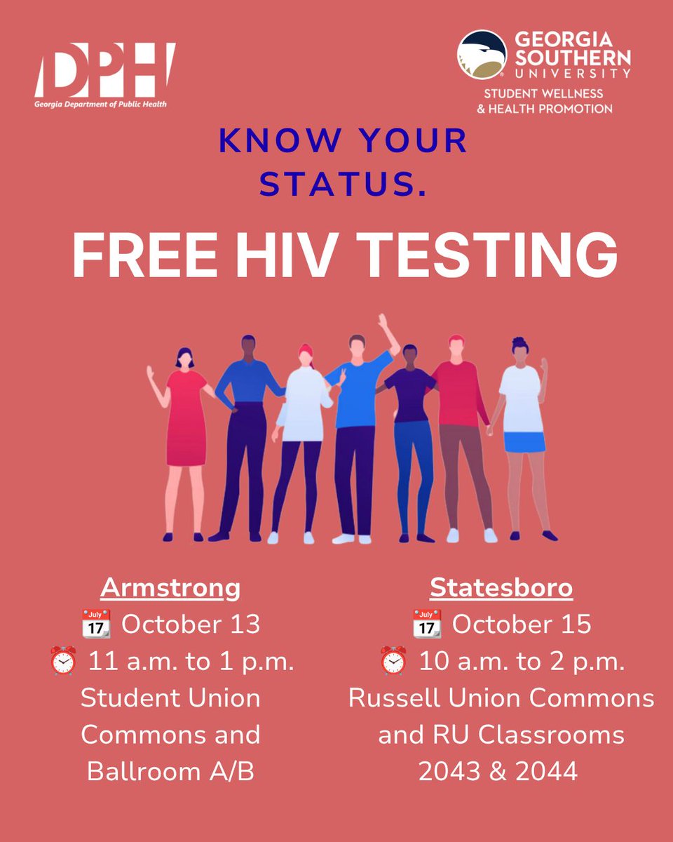 GSswhp's tweet photo. Know your status. Take charge of your health.
Next week, stop by for FREE HIV testing. It's quick, confidential, and a simple step toward staying informed about your health.
Come get tested and encourage a friend to do the same! #GSWellness #KnowYourStatus https://t.co/16B4adbifU