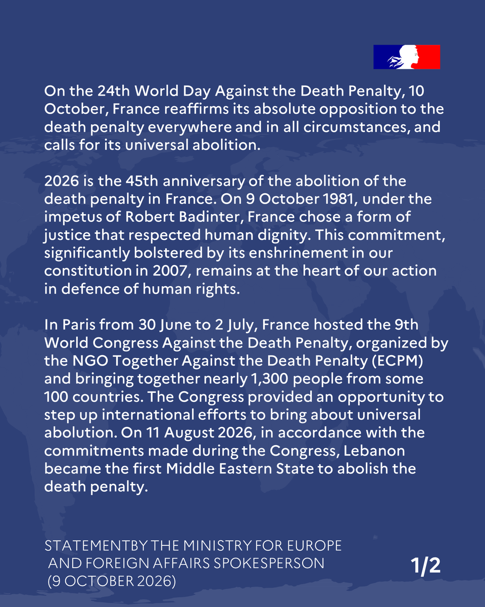francediplo_EN's tweet photo. Day Against the Death Penalty https://t.co/BCgCDvQEhS