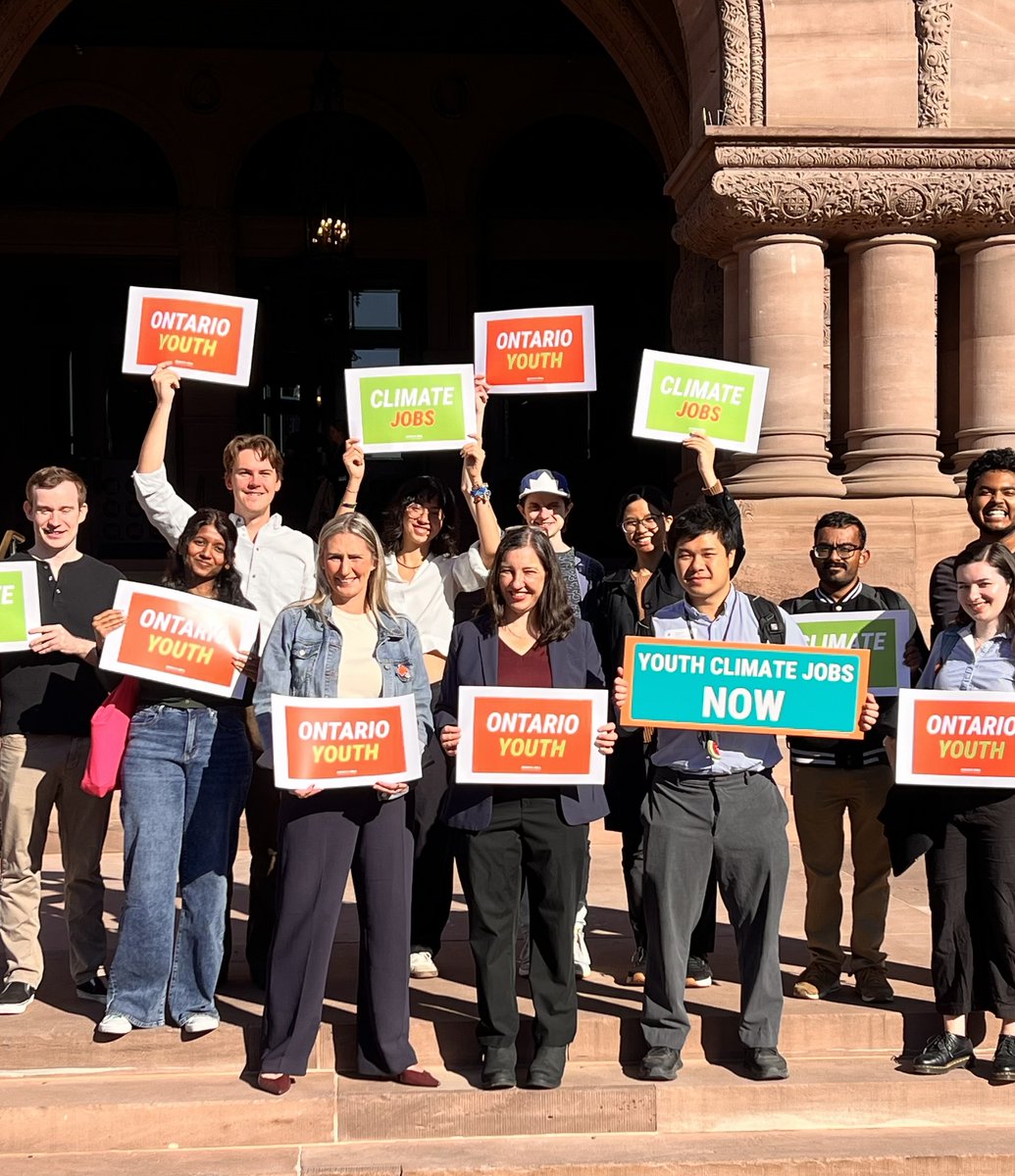 JessicaBellTO's tweet photo. 15.2% youth unemployment, a jump from 14.4%. That’s what we learned from today’s Statistics Canada job numbers.

At the same time, Ontario is facing a growing climate crisis.

We can tackle both.

Today, I joined @OFLabour  President Laura Walton and young organizers from Organizing for a Youth Climate Corps to call for 10,000 paid Youth Climate Jobs every year.

The goal is to give young people good work while helping Ontario cut emissions, prepare for extreme weather and respond to climate emergencies.

It's good for the climate. Good for the economy. Good for jobs.

I will be introducing this motion in the legislature when we return in October.

You can support it by signing this petition: https://t.co/daQ23skEqs