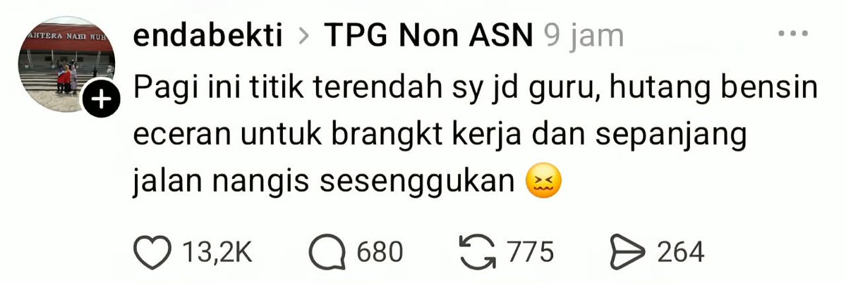 txtdarigenz97's tweet photo. Fun Fact

- Anggaran MBG 2026 = Rp335 T
- Tunjangan guru non-ASN = ~Rp14 T

Selisihnya hampir 24x lipat

Andai aja anggaran sebesar itu dikonversi ke kesejahteraan sama pengembangan guru dan tenaga pendidik, mungkin skor PISA kita bisa ningkat kali ya https://t.co/77s8NAUWWi