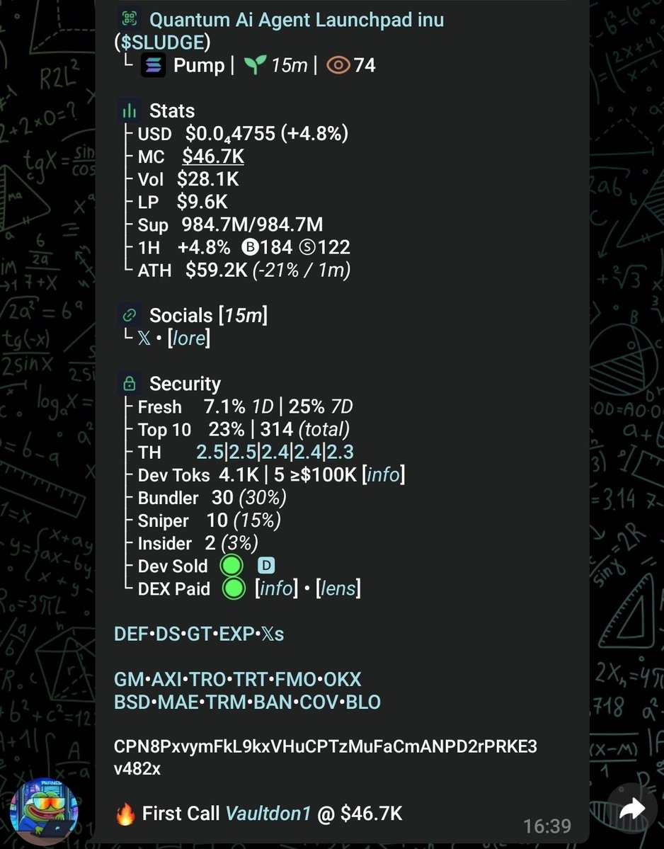 vaultdon1's tweet photo. Ape on $SLUDGE 

Ca##
CPN8PxvymFkL9kxVHuCPTzMuFaCmANPD2rPRKE3v482x

https://t.co/vlkdVX8XzG https://t.co/TR6sltved9