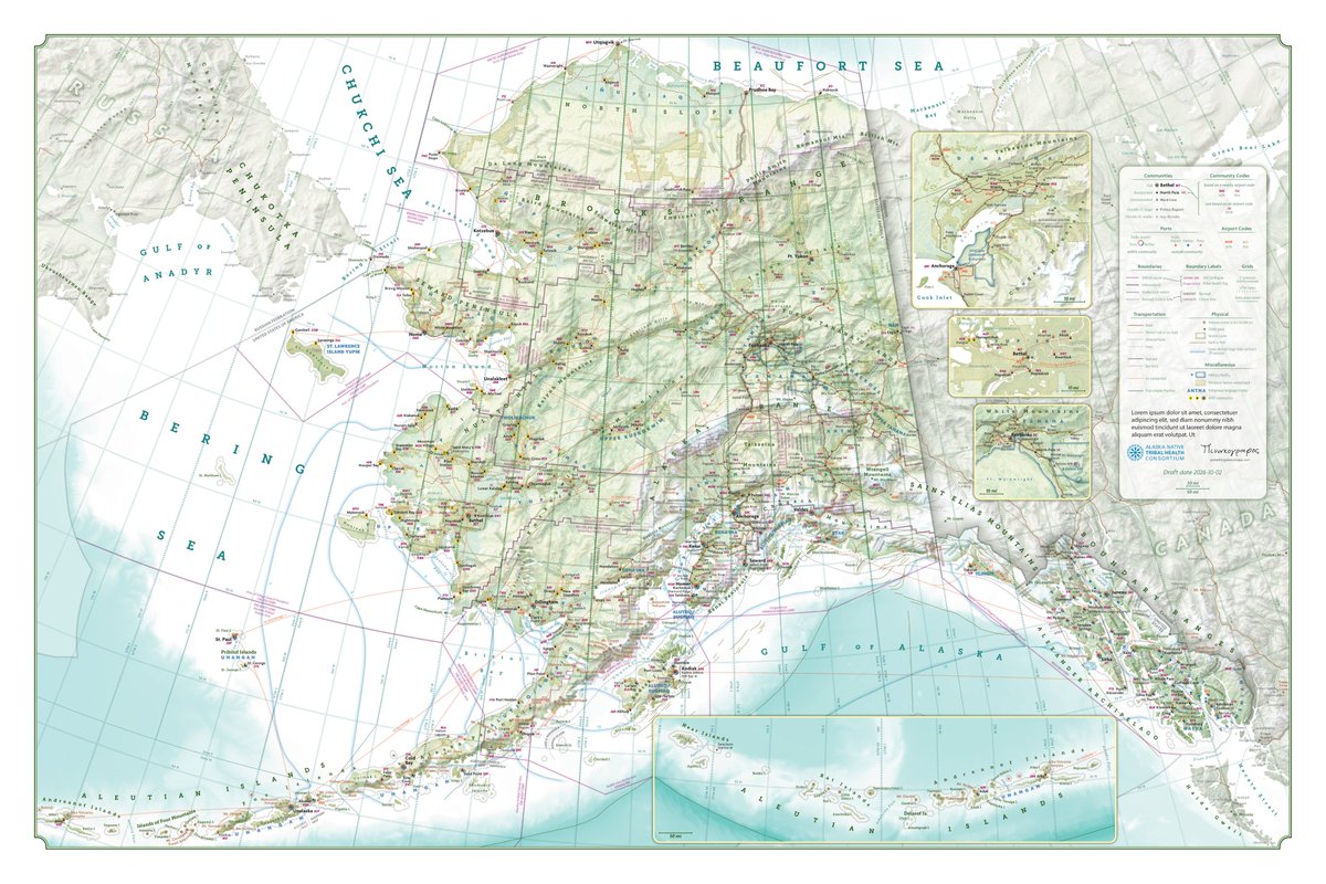 youwillmakemaps's tweet photo. Alaska tribal lands map by Daniel Huffman, one of the best living cartographers

Only the realest mapmakers can encode 40+ discrete information types on a map, with no collisions, while looking this good

I tell clients "you don't need all that," Daniel says "pile it on" 🫡🫡🫡 https://t.co/yUzeI7z5oG