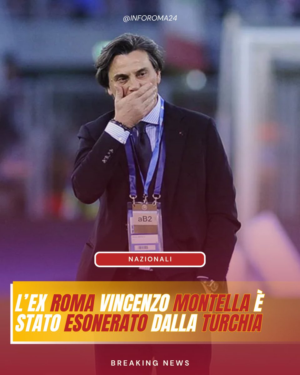 inforoma24's tweet photo. ๐ก๐ด Vincenzo #Montella, ex attaccante dellโ#ASRoma, รจ stato esonerato dalla #Turchia: lโaeroplanino non รจ piรน il CT.
๐ Arda #Turan รจ pronto a prendere il suo posto come allenatore.
๐ฒ: @FabrizioRomano
๐ธ Salvatore Fornelli
๐ฐ Leggi i dettagli su https://t.co/IFea16Jlf6 https://t.co/4qbMEeAdRx