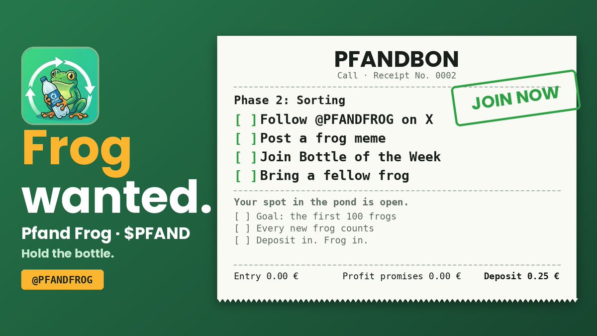 PFANDFROG's tweet photo. Positions still open! https://t.co/4ySXwvvWvr