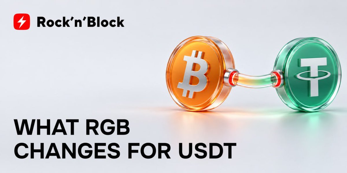 RockNBlockX's tweet photo. Tether has announced plans to launch USDT on RGB, a protocol that uses Bitcoin as its commitment layer while asset data is held and validated by the parties involved.

That is a different operating model from USDT on Ethereum or Tron. Here is what changes at the infrastructure level ↓