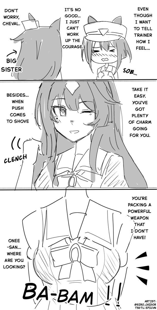 EDemocraft's tweet photo. "Let's just say Cheval is preparing her heart right now..."

Art by @siro_chidori 

Please like and follow the artist's original work too!
#Umamusume #UmaTranslations https://t.co/TNyTYprHGa