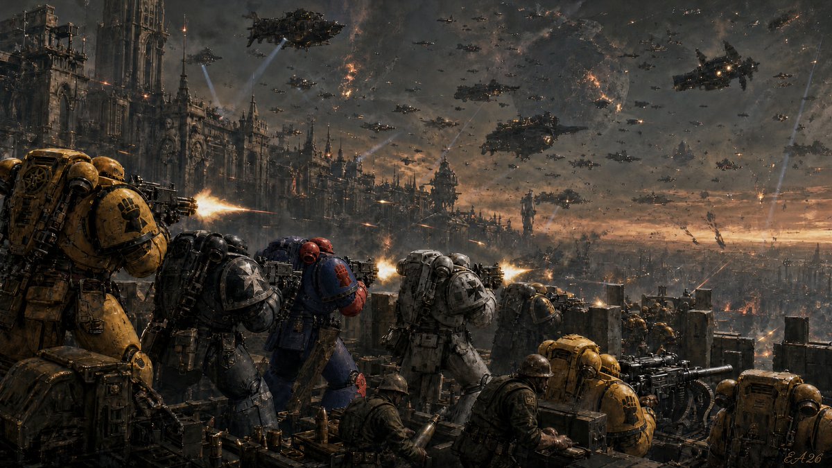 HairnetNation's tweet photo. The Last Wall during the War of the Beast, Terra, the Imperial Palace outer wall at dusk.
Made with GPT Image 2 https://t.co/EYO343EFma