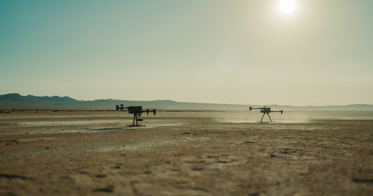 EigenstateVC's tweet photo. Question for people who fly: what do you need from an American-made quad that you still can't buy today? @FlybyRobotics F-11s over the lakebed. https://t.co/fG9rC0GWow