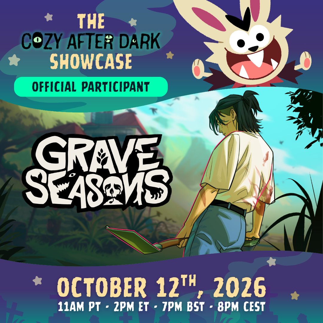 perfectgarbo's tweet photo. Tis the season for beautiful fall colours and dark spooky nights - and we've got both covered 🎃  

Grave Seasons will be featured in @CozyaftrDark  on October 12! Tune in for a special autumnal look at our murderous narrative farming sim 🪦🌾🔪 https://t.co/YEmQIgai8L