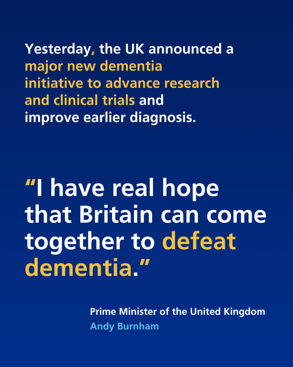 AlzCanada's tweet photo. On October 8, the U.K. announced a major new initiative to accelerate progress on dementia, including a £48 million partnership to advance research and clinical trials and an £80 million program to improve earlier diagnosis.

The investments will bring together government, researchers, industry and people with lived experience to accelerate innovation and help promising treatments reach patients sooner. 

Canada has an opportunity to build on this momentum. “Through stronger coordination and continued investment in its National Dementia Strategy, meaningful progress on diagnosis, treatment and care can be made,” says Christina Scicluna, CEO of the Alzheimer Society of Canada. “People living with dementia and 
their care partners deserve nothing less.”

#Dementia #DementiaResearch #AlzheimersDisease