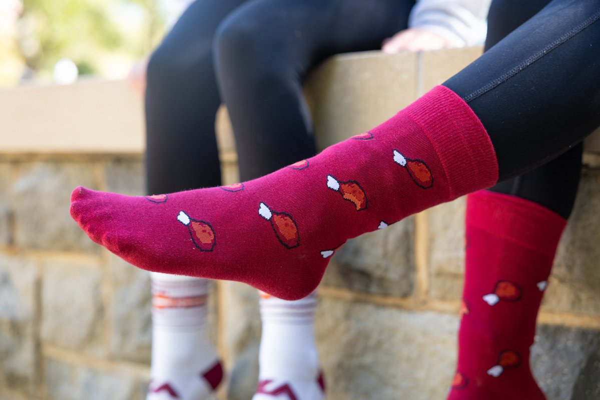 VTLibraries's tweet photo. Tomorrow is your last chance to grab a pair of this year's student designed Hokie socks! Make a gift of $15 or more to University Libraries &amp; open doors to opportunities &amp; experiences that keep Hokies moving forward. 🧦

Don’t let these socks run away! 🔗 https://t.co/pjLYLRvQsS https://t.co/mP4D5IDBYB