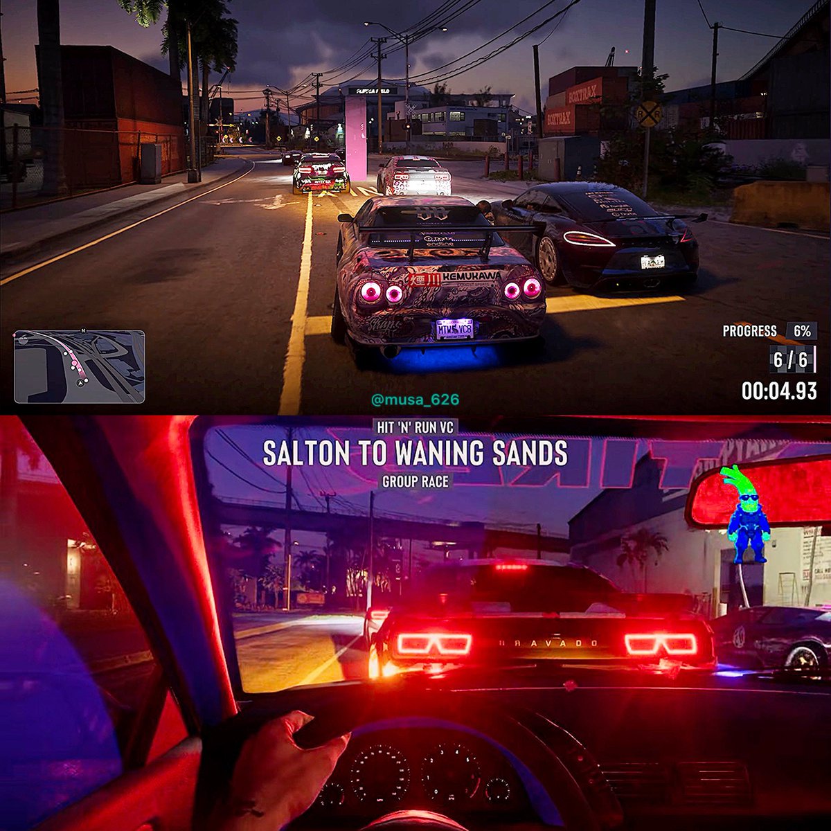 musa_626's tweet photo. The same race 🏁 from two different perspectives 👀
#gtavı #gta6 #Rockstar #cyberleek #gaming https://t.co/HpaqmnjRFy