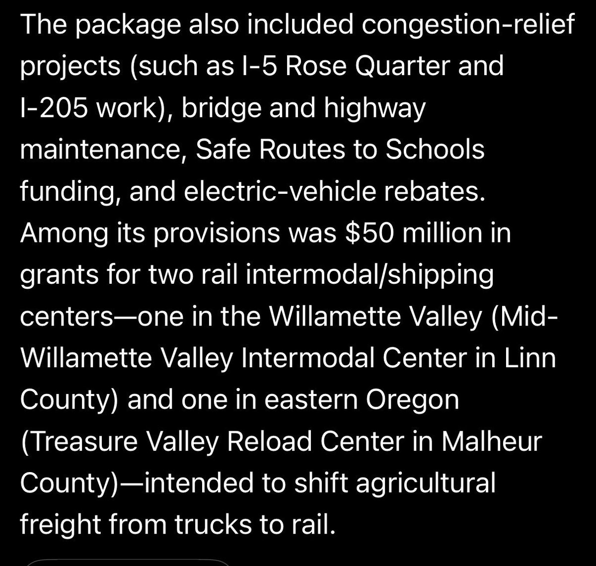 oregoncitizen_'s tweet photo. Fun fact in 2017 that bill was passed to fund that railroad project that still isn’t finished. Guess who was speaker! TINA KOTEK https://t.co/5IQkcRlcFW
