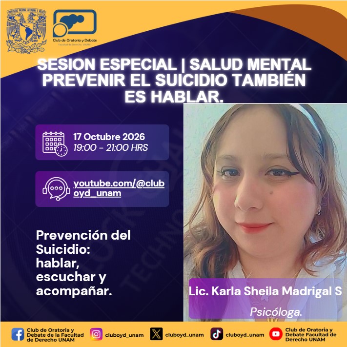 ClubOyD_UNAM's tweet photo. 📷 𝐒𝐄𝐒𝐈𝐎́𝐍 𝐄𝐒𝐏𝐄𝐂𝐈𝐀𝐋 | 𝐒𝐀𝐋𝐔𝐃 𝐌𝐄𝐍𝐓𝐀𝐋.
𝐏𝐑𝐄𝐕𝐄𝐍𝐈𝐑 𝐄𝐋 𝐒𝐔𝐈𝐂𝐈𝐃𝐈𝐎 𝐓𝐀𝐌𝐁𝐈𝐄́𝐍 𝐄𝐒 𝐇𝐀𝐁𝐋𝐀𝐑. https://t.co/X8q0XuoEmn