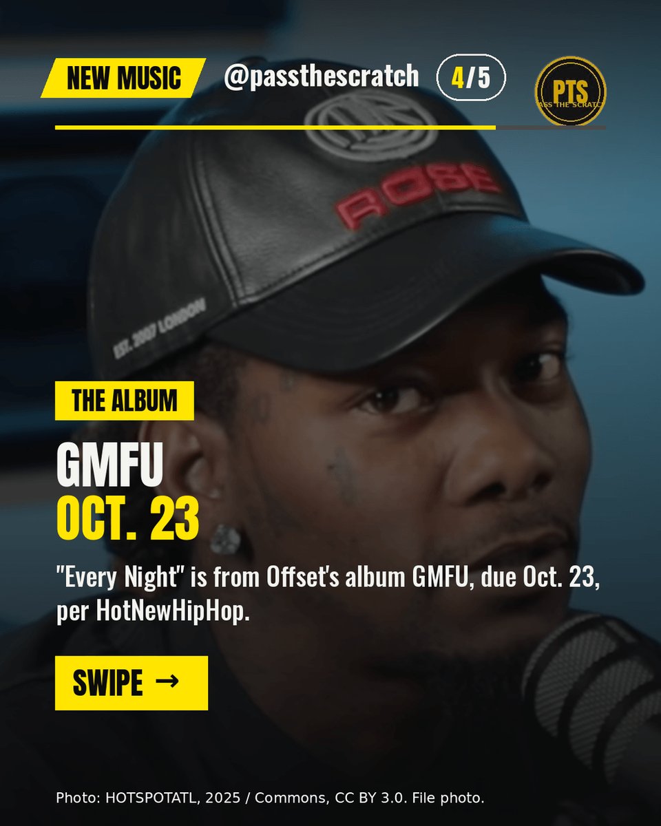 cryptonewb_e's tweet photo. Offset and Don Toliver dropped "Every Night," from Offset's album GMFU, due Oct. 23, per HotNewHipHop.
Run it back or skip?
#PassTheScratch #Offset #DonToliver #GMFU
Photos: Sanchez Productions, HOTSPOTATL / Commons https://t.co/dOS0Yr30yX