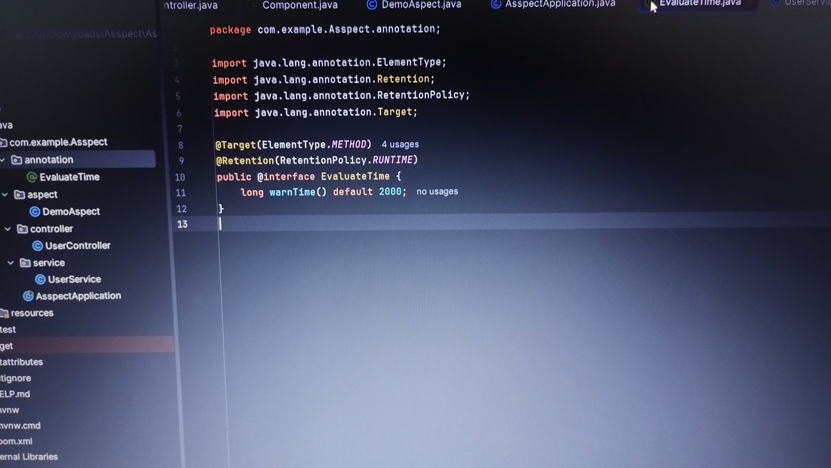SwainShubh's tweet photo. ๐ Day 119 of #Java
Another day, another step forward! ๐ป๐ฅ
Todayโs learning journey:
โ
Deep dive into Custom Annotations
โ
Passing arguments to annotation methods
โ
Logging warning messages when execution takes too long โฑ๏ธ
#java #javadeveloper #spring https://t.co/Wm1ZXdYmtv