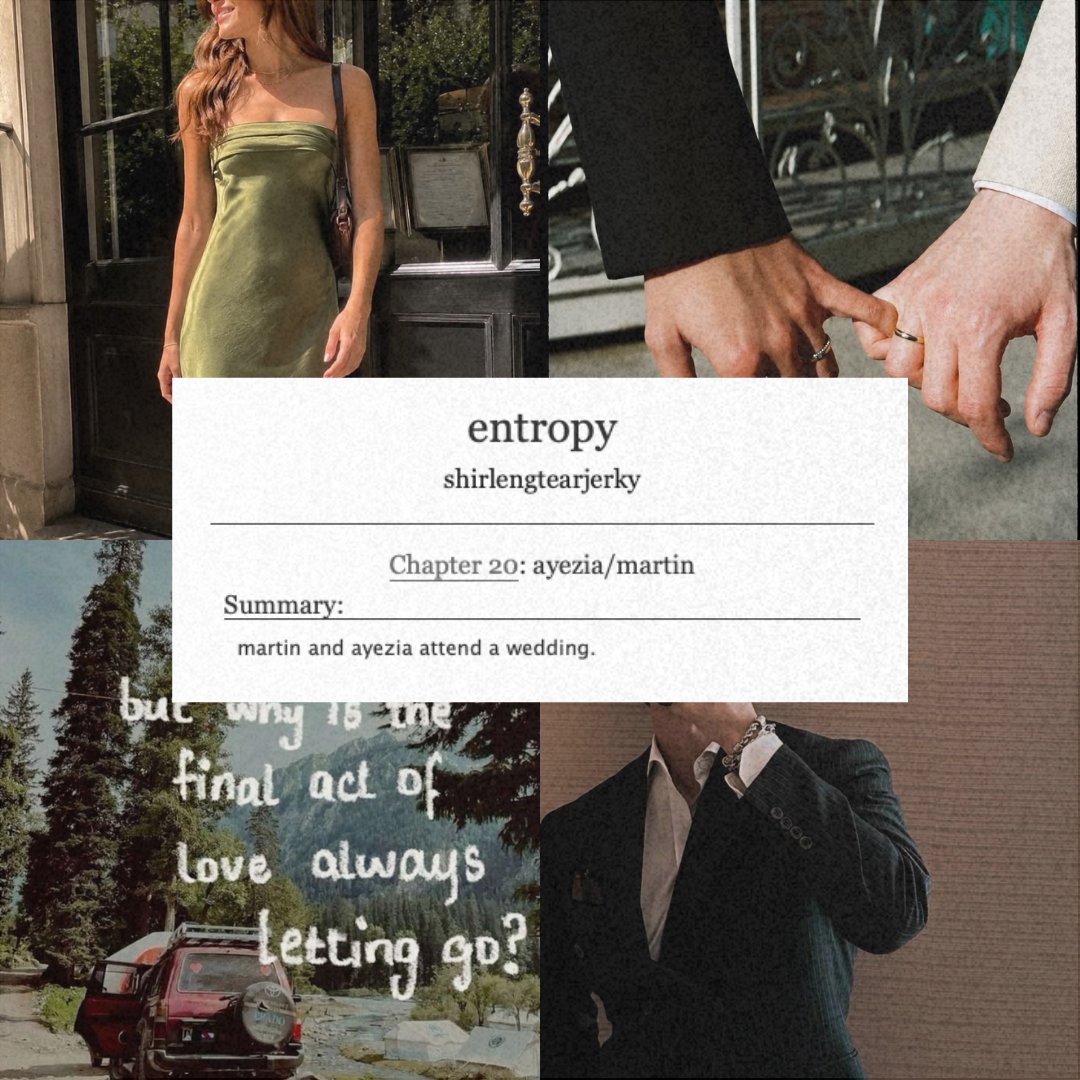 lengwrites's tweet photo. entropy 🆕 

20 | ayezia  & martin

martin and ayezia attend a wedding.
10.5k wc

ao3 link: https://t.co/wNa8pMYP1t
