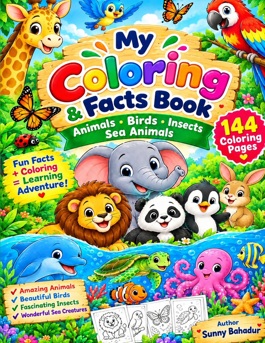 SunnyChetri2's tweet photo. @monrockliffe 🎁 The gift kids actually use! 144 big coloring pages + 144 fun facts. Perfect for birthdays &amp; holidays. Ages 5–12, boys &amp; girls 🦁🐙👉  https://t.co/ZGonl2BIVX #ColoringBook #GiftsForKids https://t.co/oS7CAAIR29