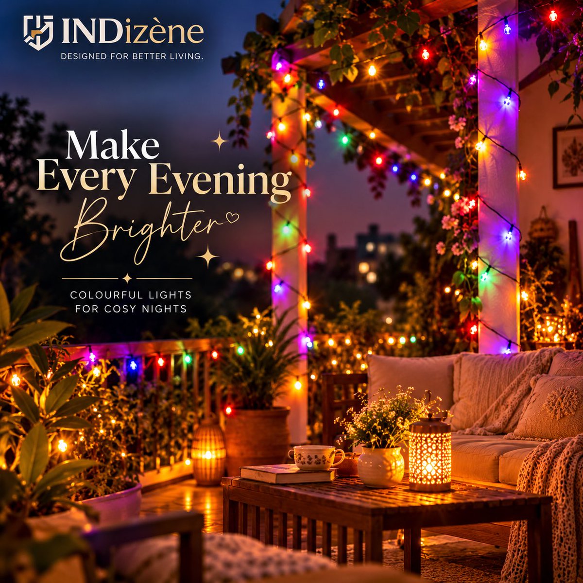 INDizene's tweet photo. Turn any space into a celebration. ✨

INDizène Multicolour String Lights bring vibrant LED glow to balconies,doorways,trees, home exteriors, parties and festive décor.
Bright colour. Easy setup. Better living.
Flipkart: https://t.co/Dx606WmuNU #INDizene #StringLights #HomeDecor https://t.co/jRiuJ7Dwzw