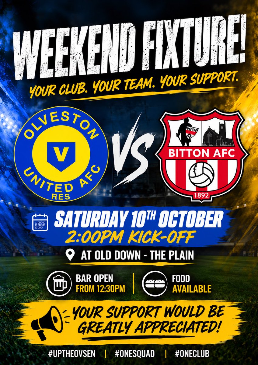 OlvestonFC's tweet photo. Reserves with first home game of the season looking to build on a strong point last week.  

@BittonReserves 

@_bdfl https://t.co/BLFu6c64HK