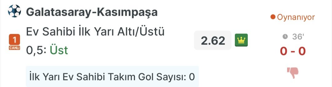 AnalizzFutboll's tweet photo. Canlı Tercih ✍️ Küsürat

Gs Golu Lazım İlk Yarı

#iddaa #kupon #futbol #orananalizi #bahis https://t.co/dldPjvS7Cs