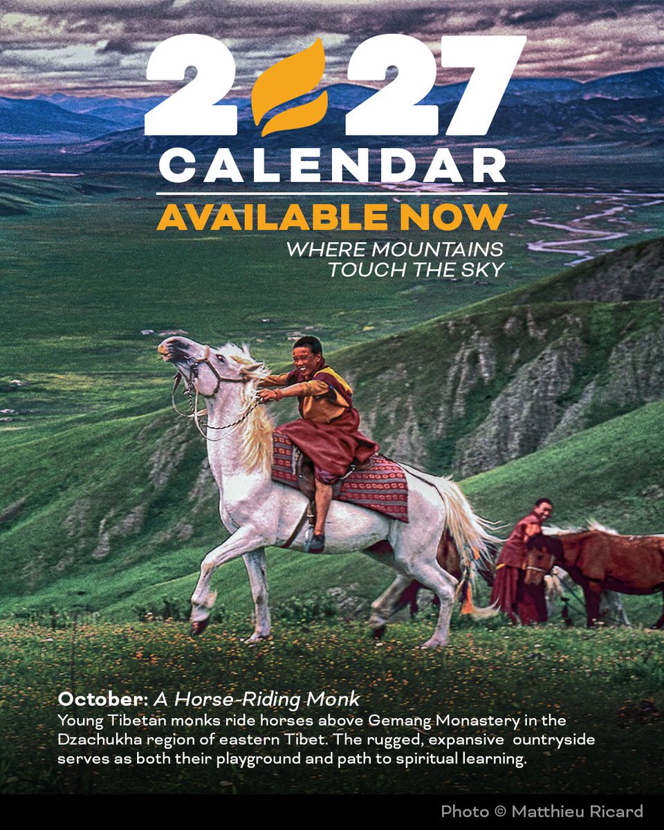 SaveTibetOrg's tweet photo. Caption: Our 2027 ICT wall calendar is now available!
Where the Mountains Touch the Sky: Tibet’s Majestic Landscapes celebrates #Tibet’s natural beauty and the deep connection between the #Tibetan people and their homeland.

With deep gratitude  to the photographers who generously shared their work and helped bring this calendar to life.

Order yours today at https://t.co/r3GGBiP3VJ