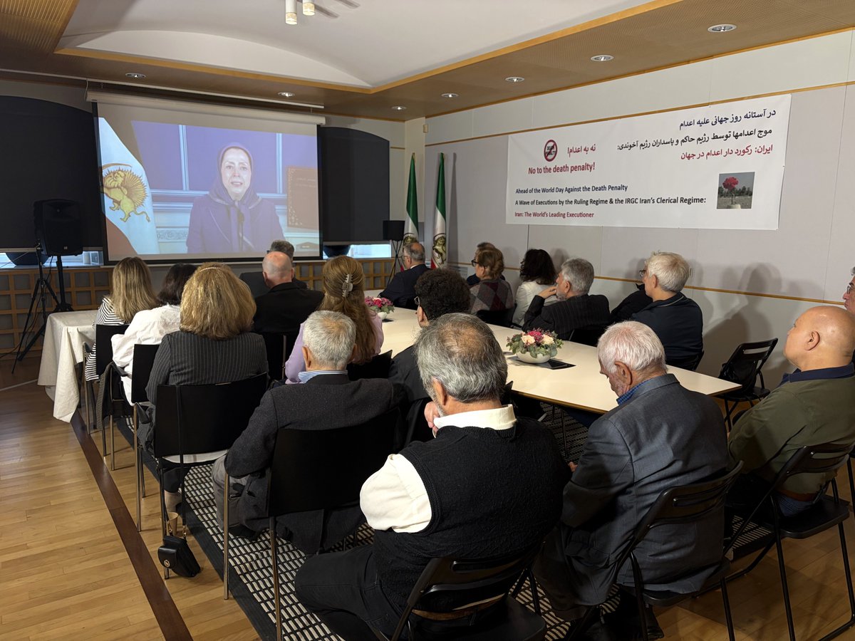 Maryam_Rajavi's tweet photo. Message to conference on World Day Against the Death Penalty

The World Day Against the Death Penalty is humanity's clear "No" to the Iranian regime—a regime defined by executions and massacres.
For nearly half a century, the main target of this regime's executions has been the Iranian Resistance.
Yet, standing against this regime, the National Council of Resistance of Iran holds high the banner for the abolition of the death penalty in tomorrow’s free Iran.
#StopExecutionsInIran
https://t.co/Qrm0VVVIsy
