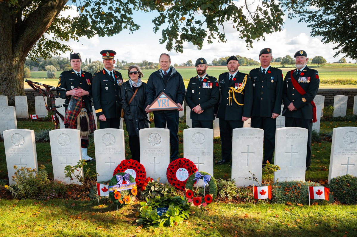 CanadianForces's tweet photo. On October 8, a headstone rededication ceremony for Sgt Norman Harold McLennan was conducted by The Royal Canadian Regiment at Courcelette British Cemetery, France, exactly 110 years after his death during the Battle of Ancre Heights. 1/4 https://t.co/P6Fixt75lV