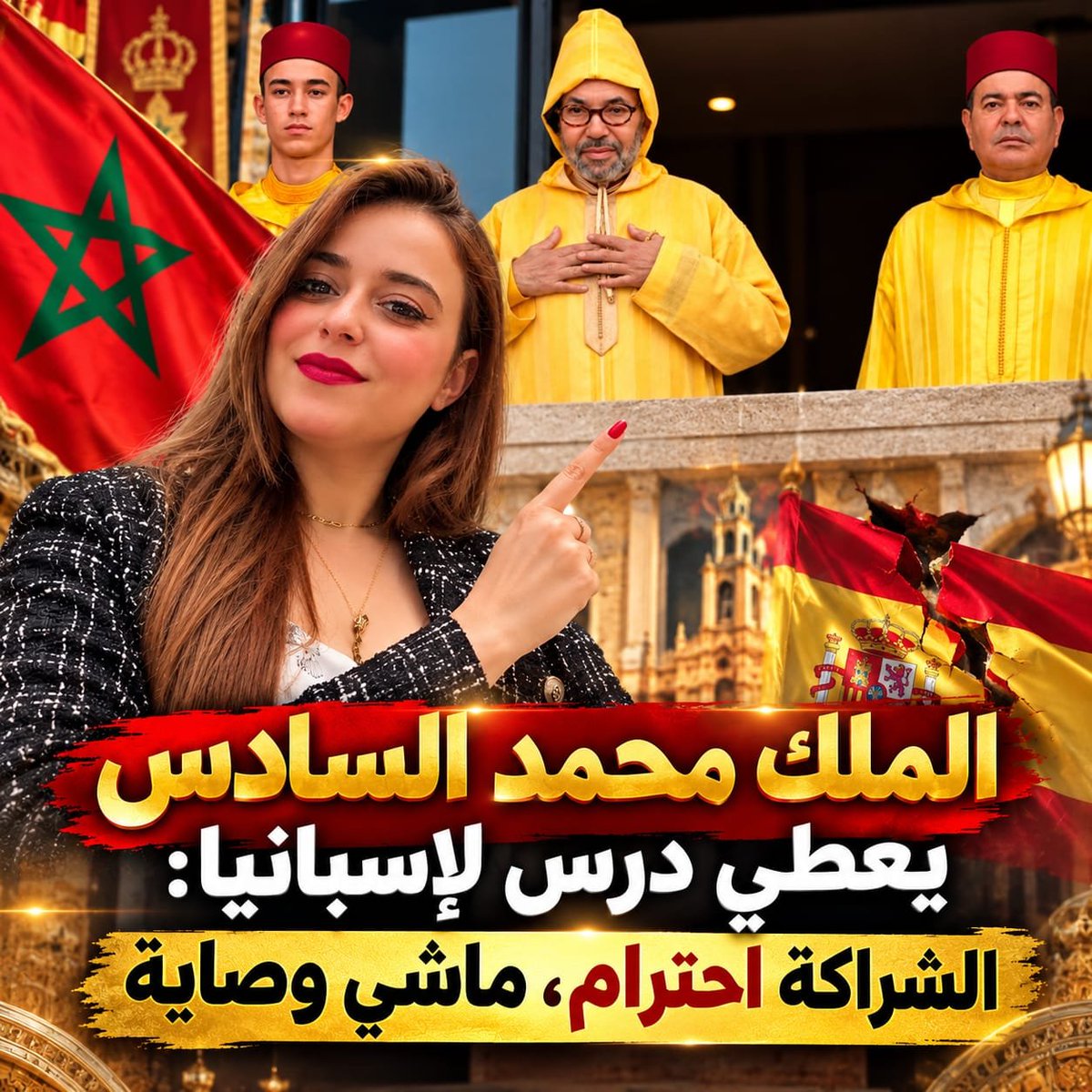 NovaSouad's tweet photo. الملك محمد السادس كيعطي درس فالدبلوماسية: السيادة الوطنية ما كتخضعش لمنطق الضغط، والشراكة ما كتقبلش الوصاية.

الخطاب الملكي كيرسّم معالم واضحة للعلاقات المغربية الإسبانية، عنوانها الاحترام المتبادل والتوازن فالمسؤوليات والالتزامات. فالتعاون فملف الهجرة ما يمكنش يتحوّل إلى وسيلة للضغط على المغرب، ولا إلى مبرر لتجاهل الاختلالات القانونية اللي ساهمات فصناعة الأزمة من الأصل. اللي كيطالب المغرب يتحمل مسؤولياتو، خاصو يكون مستعد يتحمل مسؤولياتو حتى هو، بلا انتقائية ولا ازدواجية فالمعايير. وهنا كتكمن قوة الرسالة الملكية: ماشي دعوة للقطيعة مع إسبانيا، ولا توجّه نحو التصعيد، وإنما دعوة صريحة لمراجعة نموذج التعاون على أسس أكثر توازناً ومصداقية. الملك كيعطي درس فالمفهوم الحقيقي للشراكة: ماشي طرف كيملي وطرف كينفّذ، ولكن دول كتحترم سيادة بعضها، وكتلتزم بتعهداتها، وكتعالج خلافاتها بمنطق المسؤولية، ماشي بمنطق الإملاءات. فالمغرب، بقيادة جلالة الملك، منفتح على شراكات استراتيجية، ولكن الانفتاح ما كيعنيش التنازل على استقلالية القرار الوطني، وحسن الجوار ما كيعنيش القبول بالوصاية.