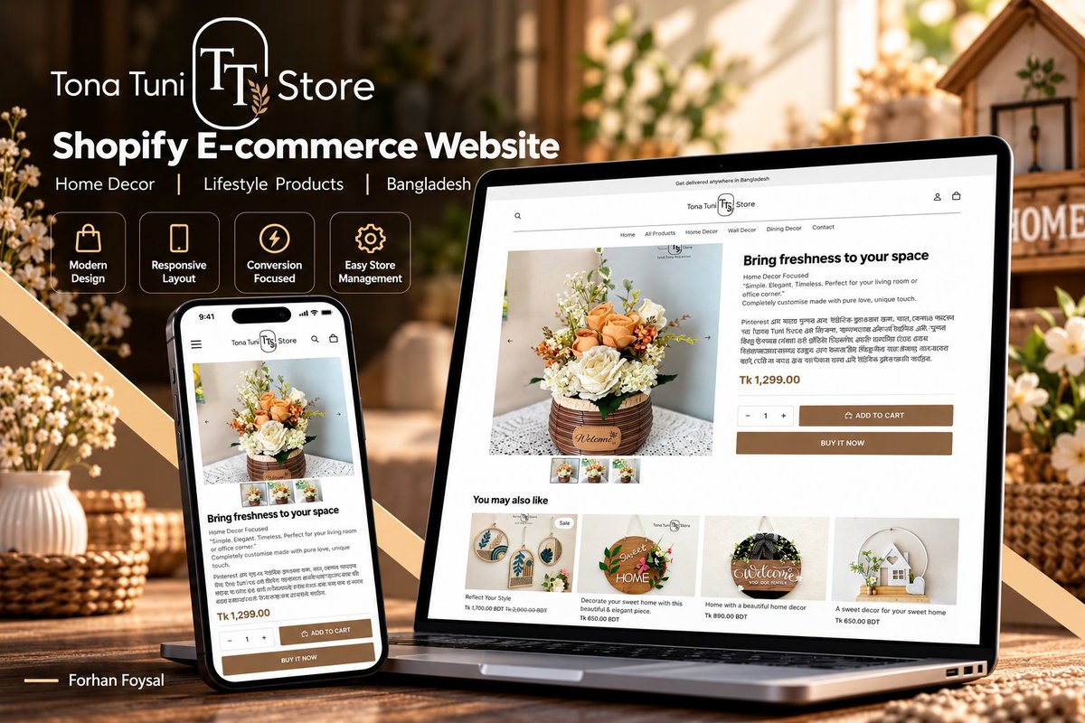 Forhanfoysall's tweet photo. Meet TonaTuni - my Shopify e-commerce project!
โ๏ธ Clean, modern design
โ๏ธ Responsive storefront
โ๏ธ User-friendly shopping experience
๐ https://t.co/qdA51cjkwq
Let's connect on Upwork: https://t.co/Hv7NxlZVe6
#Shopify #ShopifyDeveloper #Ecommerce #ForhanFoysal https://t.co/ljOvADWEti