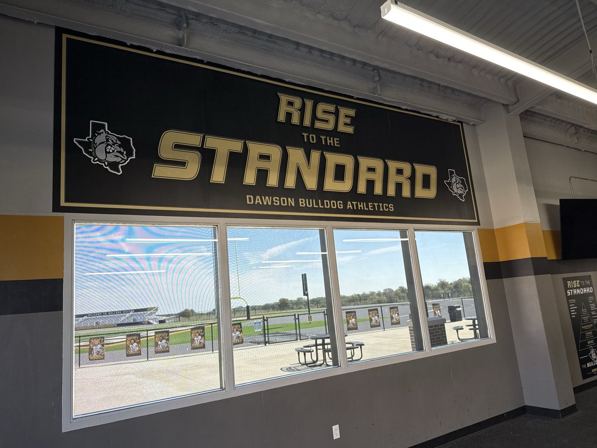 CoachLSimmons's tweet photo. Dawson ISD Weight Room got some nice upgrades this morning!
Thank you Mrs. Farish for allowing us to purchase signage for the Weight Room! Now, The Bulldog Way is seen, not just heard, by every student-athlete in Dawson!
Thank you to @waterboy_Gil @waterboy_tx for their work on this project as well!
#RiseToTheStandard #TheBulldogWay #DARTS #DawsonPride