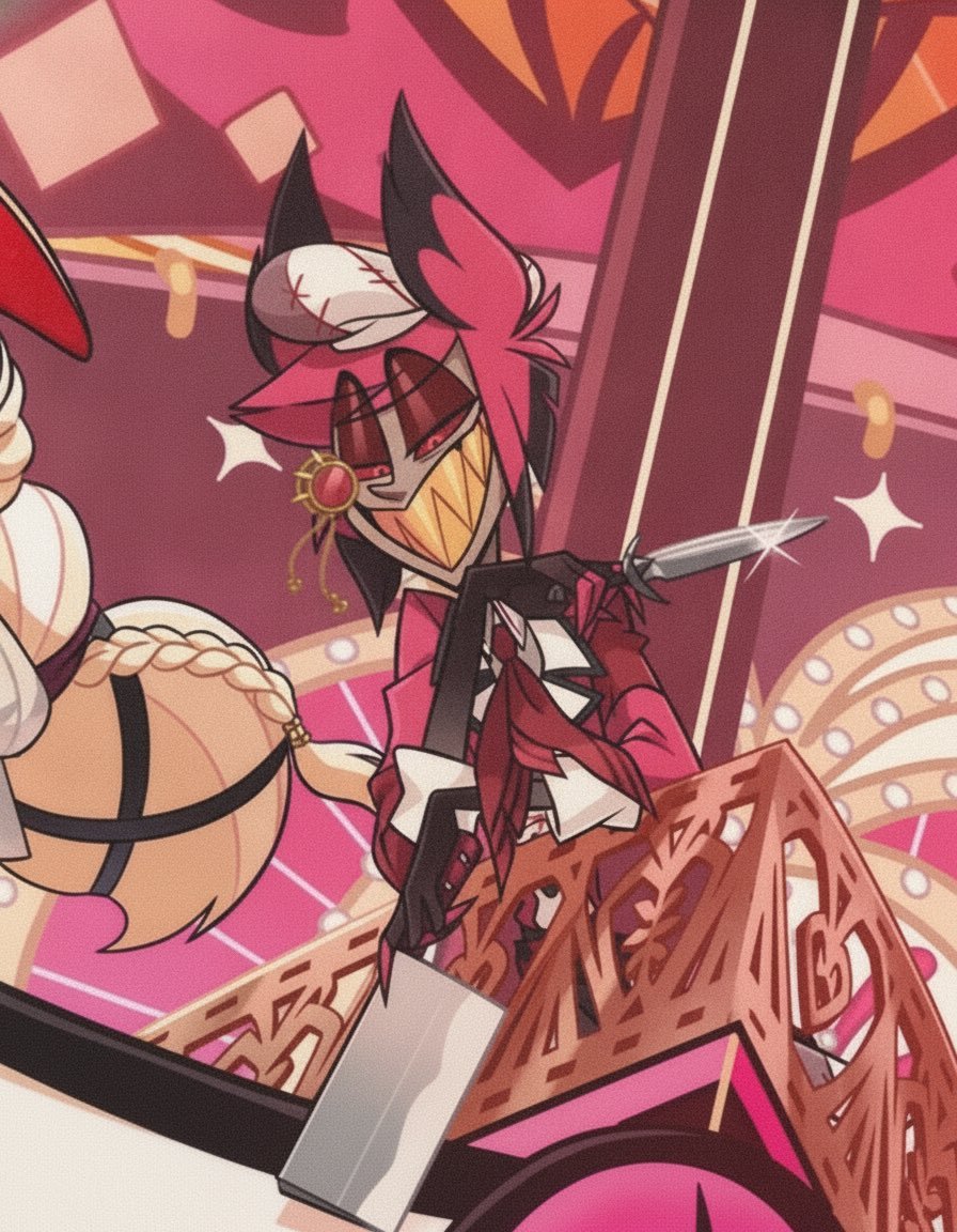 Alastorsfluffy's tweet photo. WHOLE ASS FIGHT going on here btw and the ONLY thing Alastor can pay attention to is LUCIFER gay ass deer #Radioapple #Bambilu https://t.co/f0LfrASCgd